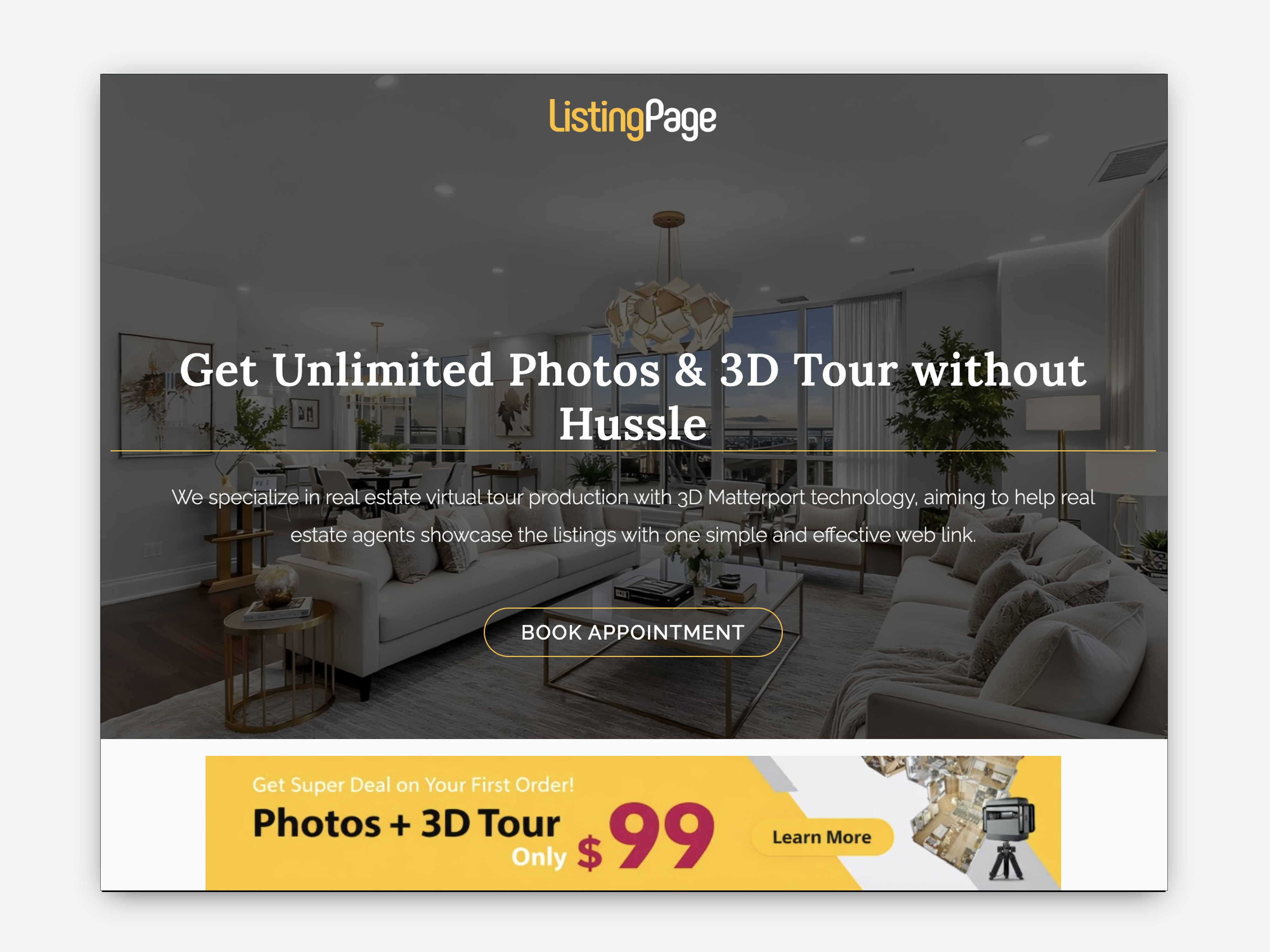ListingPage real estate photography service landing page case study