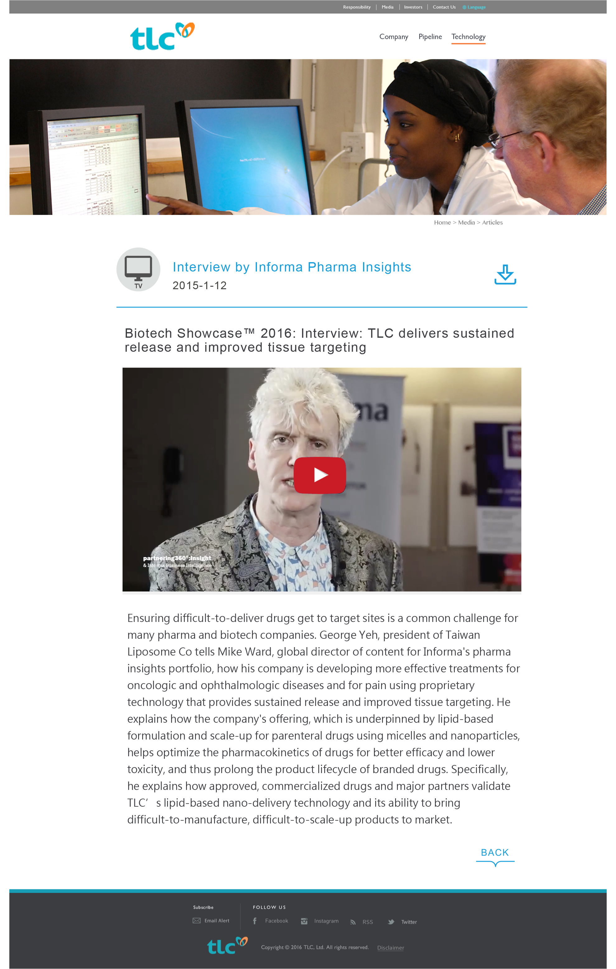 TLC Limited corporate content page