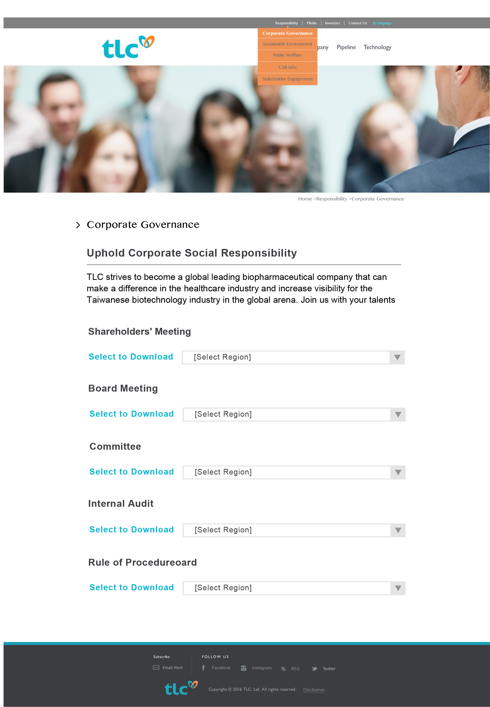 TLC Limited website section
